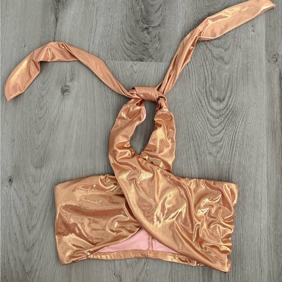 12th Tribe Shimmer Tie-Back Halter Top – Size S - Picture 2 of 6